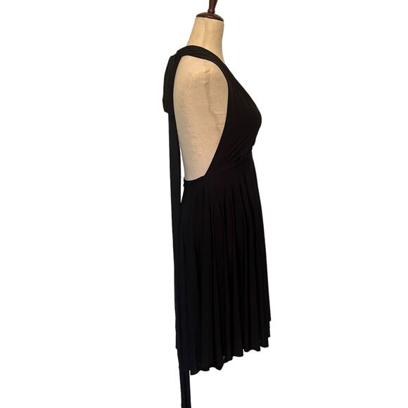 Elan Halter Dress OS Black Y2K Wide Sash Strap Boho Glam Festival Resort Elegant - Picture 3 of 9